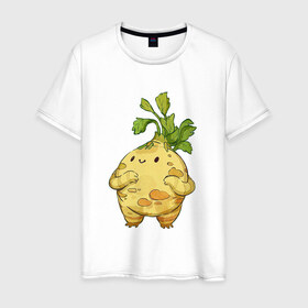 Мужская футболка хлопок с принтом Сельдерей в Кировске, 100% хлопок | прямой крой, круглый вырез горловины, длина до линии бедер, слегка спущенное плечо. | арт | мило | милота | овощ | овощи | рисунок | свежие овощи | свежий овощ | свежий продукт | сельдерей