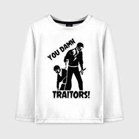 Детский лонгслив хлопок с принтом YOU DAMN TRAITORS! в Кировске, 100% хлопок | круглый вырез горловины, полуприлегающий силуэт, длина до линии бедер | anime | attack on titan | аниме | армин арлерт | атак он титан | атака на титанов | атака титанов | великаны | гарнизон | колоссальный | леви | легион разведки | лого | манга | микаса аккерман | разведкорпус