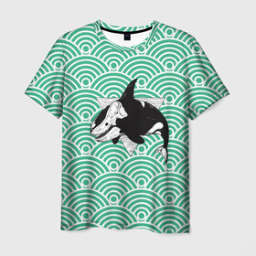 Мужская футболка 3D с принтом Косатка нежить в Кировске, 100% полиэфир | прямой крой, круглый вырез горловины, длина до линии бедер | вода | волны | кит | маска | треугольник | череп
