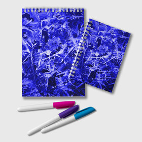 Блокнот с принтом Dark Blue Gan в Кировске, 100% бумага | 48 листов, плотность листов — 60 г/м2, плотность картонной обложки — 250 г/м2. Листы скреплены удобной пружинной спиралью. Цвет линий — светло-серый
 | abstraction | blue | frost | frozen | ice | shine | surface | texture | абстракция | блеск | замерзший | лед | мороз | поверхность | синий | текстура