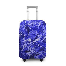 Чехол для чемодана 3D с принтом Dark Blue Gan в Кировске, 86% полиэфир, 14% спандекс | двустороннее нанесение принта, прорези для ручек и колес | abstraction | blue | frost | frozen | ice | shine | surface | texture | абстракция | блеск | замерзший | лед | мороз | поверхность | синий | текстура
