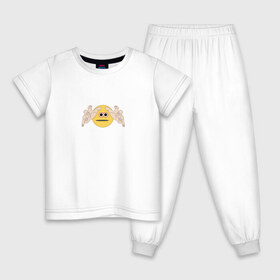 Детская пижама хлопок с принтом Тянущийся смайлик (мем) в Кировске, 100% хлопок |  брюки и футболка прямого кроя, без карманов, на брюках мягкая резинка на поясе и по низу штанин
 | 