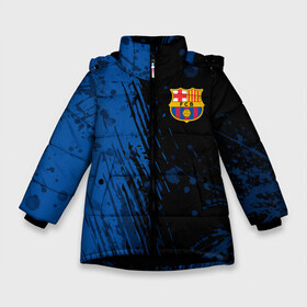 Зимняя куртка для девочек 3D с принтом FC Barcelona ФК Барселона в Кировске, ткань верха — 100% полиэстер; подклад — 100% полиэстер, утеплитель — 100% полиэстер. | длина ниже бедра, удлиненная спинка, воротник стойка и отстегивающийся капюшон. Есть боковые карманы с листочкой на кнопках, утяжки по низу изделия и внутренний карман на молнии. 

Предусмотрены светоотражающий принт на спинке, радужный светоотражающий элемент на пуллере молнии и на резинке для утяжки. | barca | barcelona | fc barca | барка | барселона