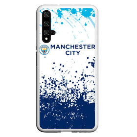 Чехол для Honor 20 с принтом Manchester City. в Кировске, Силикон | Область печати: задняя сторона чехла, без боковых панелей | Тематика изображения на принте: fc | football | football club | manchester city | sport | манчестер сити | спорт | спортивные | униформа | фирменные цвета | фк | футбол | футбольный клуб