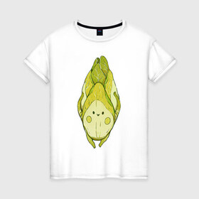 Женская футболка хлопок с принтом Цикорий в Кировске, 100% хлопок | прямой крой, круглый вырез горловины, длина до линии бедер, слегка спущенное плечо | арт | мило | милота | овощ | овощи | рисунок | свежие овощи | свежий овощ | свежий продукт | цикорий