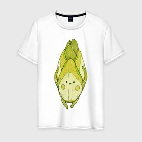 Мужская футболка хлопок с принтом Цикорий в Кировске, 100% хлопок | прямой крой, круглый вырез горловины, длина до линии бедер, слегка спущенное плечо. | арт | мило | милота | овощ | овощи | рисунок | свежие овощи | свежий овощ | свежий продукт | цикорий
