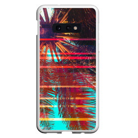 Чехол для Samsung S10E с принтом Palm glitch art в Кировске, Силикон | Область печати: задняя сторона чехла, без боковых панелей | art | astraction | glitch | palm | sky | абстракция | арт | ветки | глитч | листья | небо | пальмы