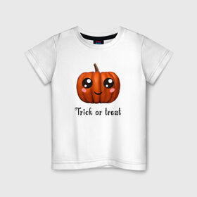 Детская футболка хлопок с принтом Halloween pumpkin в Кировске, 100% хлопок | круглый вырез горловины, полуприлегающий силуэт, длина до линии бедер | halloween | pumpkin | trick or treat | кошелек или жизнь | подарок на хэллуин | тыква