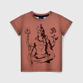 Детская футболка 3D с принтом Бог Шива в Кировске, 100% гипоаллергенный полиэфир | прямой крой, круглый вырез горловины, длина до линии бедер, чуть спущенное плечо, ткань немного тянется | бог шива. | духовность | иероглифы | индийские боги | индуистское божество