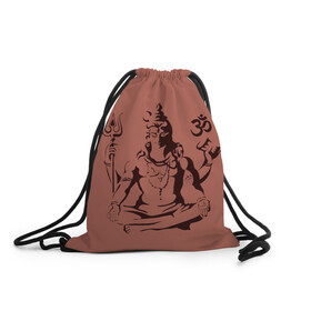 Рюкзак-мешок 3D с принтом Бог Шива в Кировске, 100% полиэстер | плотность ткани — 200 г/м2, размер — 35 х 45 см; лямки — толстые шнурки, застежка на шнуровке, без карманов и подкладки | бог шива. | духовность | иероглифы | индийские боги | индуистское божество