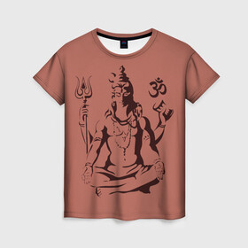 Женская футболка 3D с принтом Бог Шива в Кировске, 100% полиэфир ( синтетическое хлопкоподобное полотно) | прямой крой, круглый вырез горловины, длина до линии бедер | бог шива. | духовность | иероглифы | индийские боги | индуистское божество
