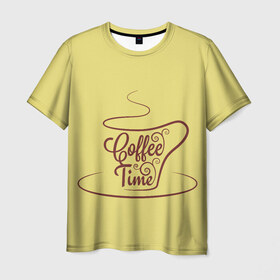 Мужская футболка 3D с принтом Время пить кофе в Кировске, 100% полиэфир | прямой крой, круглый вырез горловины, длина до линии бедер | Тематика изображения на принте: время кофе | кофе | кофейная тема | кофейное настроение | настроение. | позитив | узоры