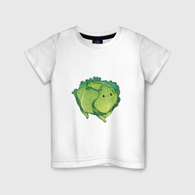 Детская футболка хлопок с принтом Симпатичная капуста в Кировске, 100% хлопок | круглый вырез горловины, полуприлегающий силуэт, длина до линии бедер | арт | капуста | милая капуста | мило | милота | овощ | овощи | рисунок | свежие овощи | свежий овощ | свежий продукт
