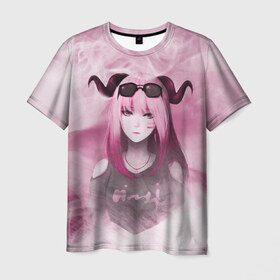 Мужская футболка 3D с принтом Девушка демон в Кировске, 100% полиэфир | прямой крой, круглый вырез горловины, длина до линии бедер | demon | girl | акума | девушка | демон | очки | рога