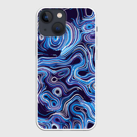 Чехол для iPhone 13 mini с принтом Синие линии в Кировске,  |  | abstract | flow | lines | paint | space | абстракция | движение | космос | краска | линии | пятна | синий | течение | фиолетовый