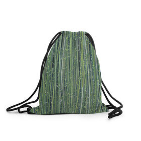 Рюкзак-мешок 3D с принтом Зеленый бамбук в Кировске, 100% полиэстер | плотность ткани — 200 г/м2, размер — 35 х 45 см; лямки — толстые шнурки, застежка на шнуровке, без карманов и подкладки | bamboo | forest | stripes | бамбук | заросли | лес | листья | полосы | растения