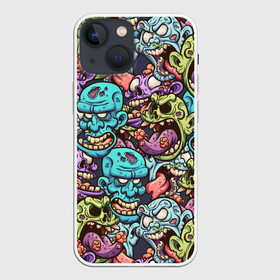 Чехол для iPhone 13 mini с принтом Зомби Паттерн в Кировске,  |  | art | brains | cartoon | cosplay | dead | halloween | waling | zombie | zombies | арт | вурдалаки | зомбак | зомбаки | иллюстрация | косплей | мертвецы | мозги | монстр | монстры | мультяшные | нарисованные | раны | труп | трупы