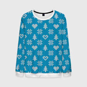 Мужской свитшот 3D с принтом Голубой рождественский свитер в Кировске, 100% полиэстер с мягким внутренним слоем | круглый вырез горловины, мягкая резинка на манжетах и поясе, свободная посадка по фигуре | 