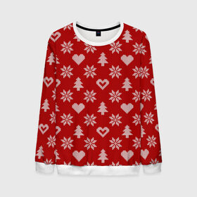Мужской свитшот 3D с принтом Красный рождественский свитер в Кировске, 100% полиэстер с мягким внутренним слоем | круглый вырез горловины, мягкая резинка на манжетах и поясе, свободная посадка по фигуре | 