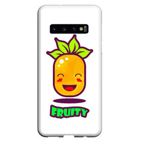 Чехол для Samsung Galaxy S10 с принтом Fruity в Кировске, Силикон | Область печати: задняя сторона чехла, без боковых панелей | Тематика изображения на принте: fruit | ананас | вкусно | сладость | фрукты