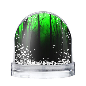Снежный шар с принтом G-loomy в Кировске, Пластик | Изображение внутри шара печатается на глянцевой фотобумаге с двух сторон | fog | forest | gloomy | green fog | night | radiation | trees | деревья | зеленый туман | лес | мрачный | ночь | радиация | туман
