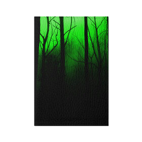 Обложка для паспорта матовая кожа с принтом G-loomy в Кировске, натуральная матовая кожа | размер 19,3 х 13,7 см; прозрачные пластиковые крепления | fog | forest | gloomy | green fog | night | radiation | trees | деревья | зеленый туман | лес | мрачный | ночь | радиация | туман