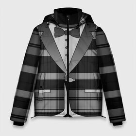 Мужская зимняя куртка 3D с принтом Пиджак в клетку в Кировске, верх — 100% полиэстер; подкладка — 100% полиэстер; утеплитель — 100% полиэстер | длина ниже бедра, свободный силуэт Оверсайз. Есть воротник-стойка, отстегивающийся капюшон и ветрозащитная планка. 

Боковые карманы с листочкой на кнопках и внутренний карман на молнии. | Тематика изображения на принте: бабочка | босс молокосос | бутоньерка | в клетку | галстук | джентельмен | директор | жених | клеточка | косплей | костюм | маскарад | муж | одежда | официант | пиджак | принт | пуговица | пуговка