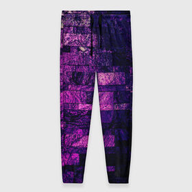 Женские брюки 3D с принтом Purple-Wall в Кировске, полиэстер 100% | прямой крой, два кармана без застежек по бокам, с мягкой трикотажной резинкой на поясе и по низу штанин. В поясе для дополнительного комфорта — широкие завязки | abstraction | bricks | dark | pink | purple | ribbed | texture | tiles | wall | абстракция | кирпичи | плитка | ребристый | розовый | стена | текстура | темный | фиолетовый