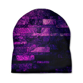 Шапка 3D с принтом Purple-Wall в Кировске, 100% полиэстер | универсальный размер, печать по всей поверхности изделия | abstraction | bricks | dark | pink | purple | ribbed | texture | tiles | wall | абстракция | кирпичи | плитка | ребристый | розовый | стена | текстура | темный | фиолетовый