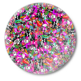Значок с принтом $-tickers в Кировске,  металл | круглая форма, металлическая застежка в виде булавки | abstraction | background | colorful | jdm | sticker | stickers | style | texture | абстракция | наклейки | разноцветный | стикер | стиль | текстура | фон