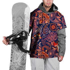 Накидка на куртку 3D с принтом Ornament-$ в Кировске, 100% полиэстер |  | branches | colorful | flowers | leaves | ornament | pattern | ветки | листья | орнамент | разноцветный | узор | цветы