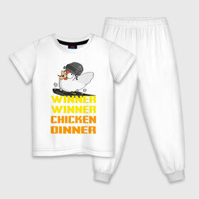 Детская пижама хлопок с принтом PUBG Winner Chicken Dinner в Кировске, 100% хлопок |  брюки и футболка прямого кроя, без карманов, на брюках мягкая резинка на поясе и по низу штанин
 | pubg | winner chicken dinner | пубг