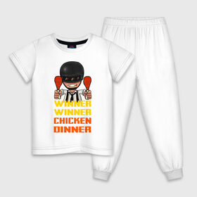 Детская пижама хлопок с принтом PUBG Winner Chicken Dinner в Кировске, 100% хлопок |  брюки и футболка прямого кроя, без карманов, на брюках мягкая резинка на поясе и по низу штанин
 | 