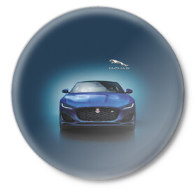 Значок с принтом Jaguar в Кировске,  металл | круглая форма, металлическая застежка в виде булавки | car | jaguar | power | predator | автомобиль | мощь | хищник | ягуар