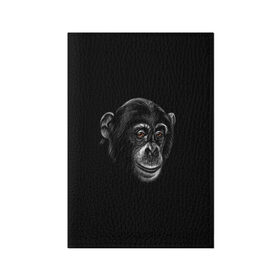 Обложка для паспорта матовая кожа с принтом Обезьяна в Кировске, натуральная матовая кожа | размер 19,3 х 13,7 см; прозрачные пластиковые крепления | животные | обезьяна | обезьяны | приматы | шимпанзе