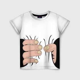 Детская футболка 3D с принтом Hand в Кировске, 100% гипоаллергенный полиэфир | прямой крой, круглый вырез горловины, длина до линии бедер, чуть спущенное плечо, ткань немного тянется | hand | иллюстрация | обхват | прикол | руки | сжал | сжатие | юмор