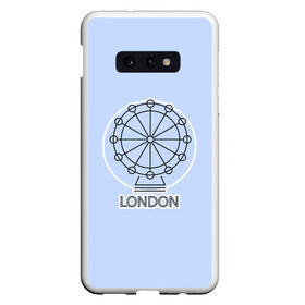 Чехол для Samsung S10E с принтом Лондон London Eye в Кировске, Силикон | Область печати: задняя сторона чехла, без боковых панелей | blue circle | england | english | europe | eye | gb | icon | london | travel | uk | vacation | англия | аттракцион | великобритания | европа | иконка | колесо обозрения | лондон | лондонский глаз | надпись | отпуск | поездка | путешествие |