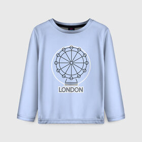 Детский лонгслив 3D с принтом Лондон London Eye в Кировске, 100% полиэстер | длинные рукава, круглый вырез горловины, полуприлегающий силуэт
 | Тематика изображения на принте: blue circle | england | english | europe | eye | gb | icon | london | travel | uk | vacation | англия | аттракцион | великобритания | европа | иконка | колесо обозрения | лондон | лондонский глаз | надпись | отпуск | поездка | путешествие |