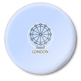 Значок с принтом Лондон London Eye в Кировске,  металл | круглая форма, металлическая застежка в виде булавки | Тематика изображения на принте: blue circle | england | english | europe | eye | gb | icon | london | travel | uk | vacation | англия | аттракцион | великобритания | европа | иконка | колесо обозрения | лондон | лондонский глаз | надпись | отпуск | поездка | путешествие |