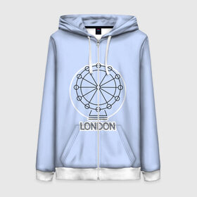 Женская толстовка 3D на молнии с принтом Лондон London Eye в Кировске, 100% полиэстер | длина до линии бедра, манжеты и пояс оформлены мягкой тканевой резинкой, двухслойный капюшон со шнурком для регулировки, спереди молния, по бокам два кармана | blue circle | england | english | europe | eye | gb | icon | london | travel | uk | vacation | англия | аттракцион | великобритания | европа | иконка | колесо обозрения | лондон | лондонский глаз | надпись | отпуск | поездка | путешествие |