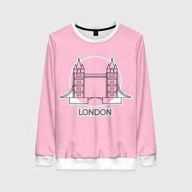 Женский свитшот 3D с принтом Лондон London Tower bridge в Кировске, 100% полиэстер с мягким внутренним слоем | круглый вырез горловины, мягкая резинка на манжетах и поясе, свободная посадка по фигуре | bridge | england | english | gb | london | tower | uk | английский | англия | башни | великобритания | закат | иконка | лайнарт | лондон | мост | надпись | розовый круг | слово | тауэрский | юк