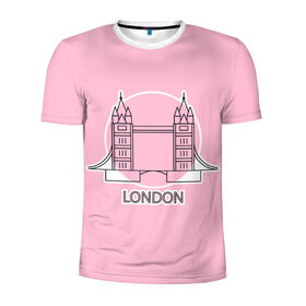 Мужская футболка 3D спортивная с принтом Лондон London Tower bridge в Кировске, 100% полиэстер с улучшенными характеристиками | приталенный силуэт, круглая горловина, широкие плечи, сужается к линии бедра | bridge | england | english | gb | london | tower | uk | английский | англия | башни | великобритания | закат | иконка | лайнарт | лондон | мост | надпись | розовый круг | слово | тауэрский | юк