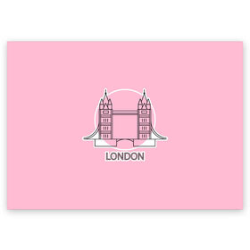 Поздравительная открытка с принтом Лондон London Tower bridge в Кировске, 100% бумага | плотность бумаги 280 г/м2, матовая, на обратной стороне линовка и место для марки
 | bridge | england | english | gb | london | tower | uk | английский | англия | башни | великобритания | закат | иконка | лайнарт | лондон | мост | надпись | розовый круг | слово | тауэрский | юк