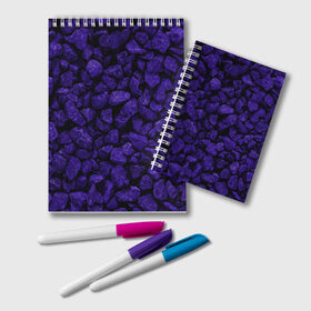 Блокнот с принтом Purple-$tone$ в Кировске, 100% бумага | 48 листов, плотность листов — 60 г/м2, плотность картонной обложки — 250 г/м2. Листы скреплены удобной пружинной спиралью. Цвет линий — светло-серый
 | abstraction | forms | gravel | pebbles | purple | stones | texture | абстракция | галька | гравий | камни | текстура | фиолетовый | формы