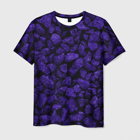 Мужская футболка 3D с принтом Purple-$tone$ в Кировске, 100% полиэфир | прямой крой, круглый вырез горловины, длина до линии бедер | Тематика изображения на принте: abstraction | forms | gravel | pebbles | purple | stones | texture | абстракция | галька | гравий | камни | текстура | фиолетовый | формы
