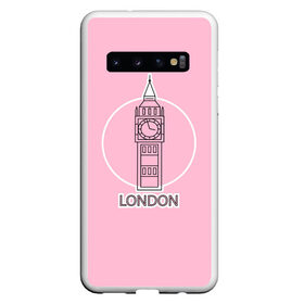 Чехол для Samsung Galaxy S10 с принтом Биг Бен, Лондон, London в Кировске, Силикон | Область печати: задняя сторона чехла, без боковых панелей | Тематика изображения на принте: big ben | clock | england | europe | london | pink | travel | англия | башня | башня елизаветы | биг бен | великобритания | европа | иконка | круг | лондон | надпись | путешествия | розовый | символ | часы