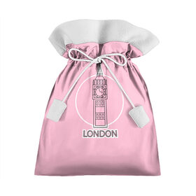 Подарочный 3D мешок с принтом Биг Бен, Лондон, London в Кировске, 100% полиэстер | Размер: 29*39 см | big ben | clock | england | europe | london | pink | travel | англия | башня | башня елизаветы | биг бен | великобритания | европа | иконка | круг | лондон | надпись | путешествия | розовый | символ | часы