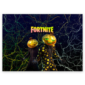 Поздравительная открытка с принтом Fortnite Jack Gourdon в Кировске, 100% бумага | плотность бумаги 280 г/м2, матовая, на обратной стороне линовка и место для марки
 | chapter 2 | fortnite | fortnite 3 | fortnite jack gourdon | fortnitemare | halloween | jack gourdon | jack gourdon outfit | лого фортнайт | сет jack gourdon | скин тыквы | тыква | фортнайт | фортнайт глава 2 | фортнайт тыква | хэллоуин | хэллоуин фортнайт