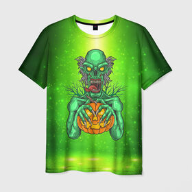 Мужская футболка 3D с принтом Zombie в Кировске, 100% полиэфир | прямой крой, круглый вырез горловины, длина до линии бедер | Тематика изображения на принте: blood | diablo | haloween | horror | дьявол | зомби | кости | кровь | мозги | мясо | страшилка | ужасы | хеллоуин | хелоуин