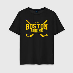 Женская футболка хлопок Oversize с принтом Boston Bruins в Кировске, 100% хлопок | свободный крой, круглый ворот, спущенный рукав, длина до линии бедер
 | boston | boston bruins | bruins | hockey | nhl | usa | бостон | бостон брюинз | нхл | спорт | сша | хоккей | шайба